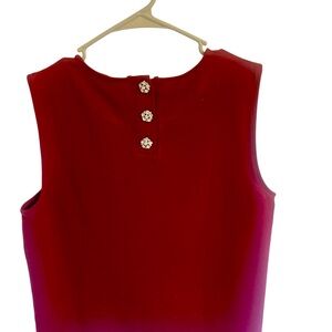 J. CREW Semi-Formal Burgundy Rhinestone GemButtons on Back;Sleeveless Knit Top M